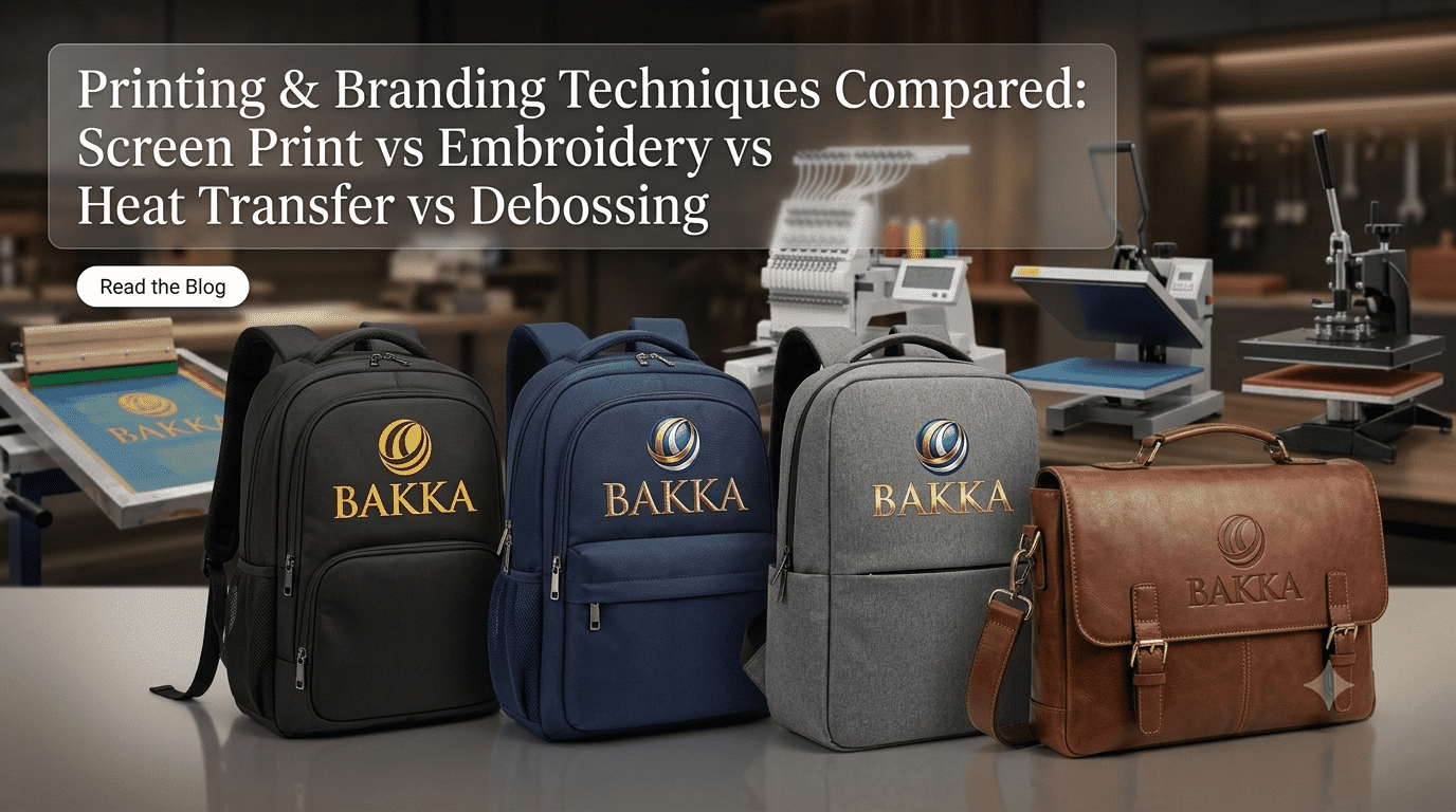 Printing & Branding Techniques Compared: Screen Print vs Embroidery vs Heat Transfer vs Debossing | BAKKA Bags